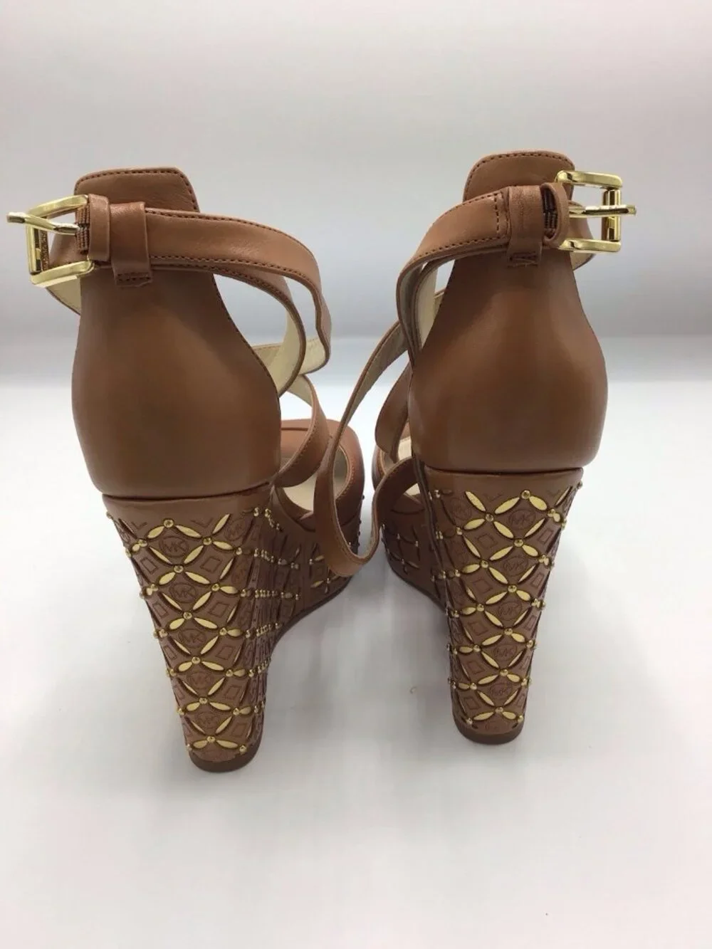 Michael Kors Gabriella Brown Leather Wedges Size7/2